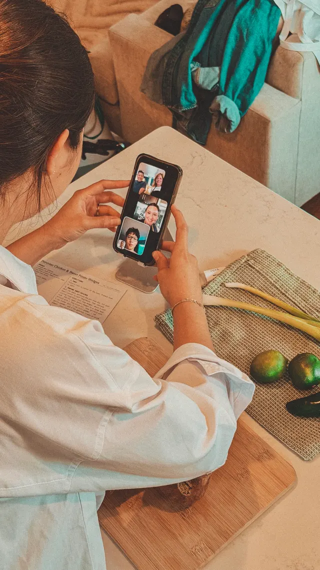 Cooking together over a video call — a Savor session