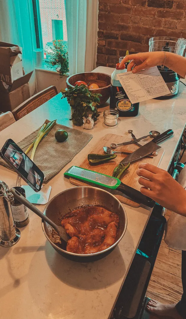 Cooking together over a video call — a Savor session