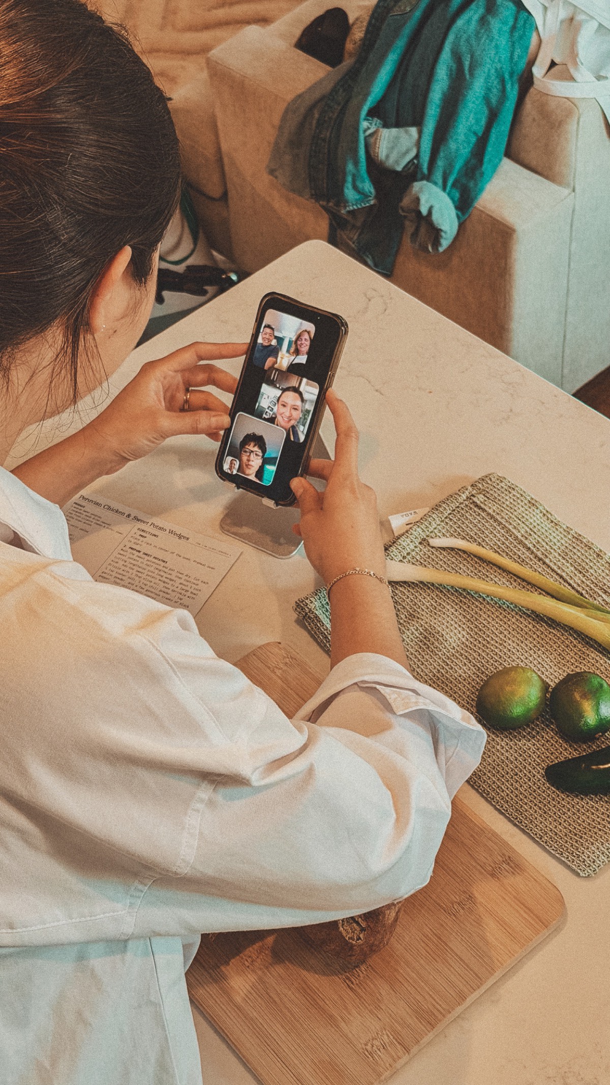 Cooking together over a video call — a Savor session
