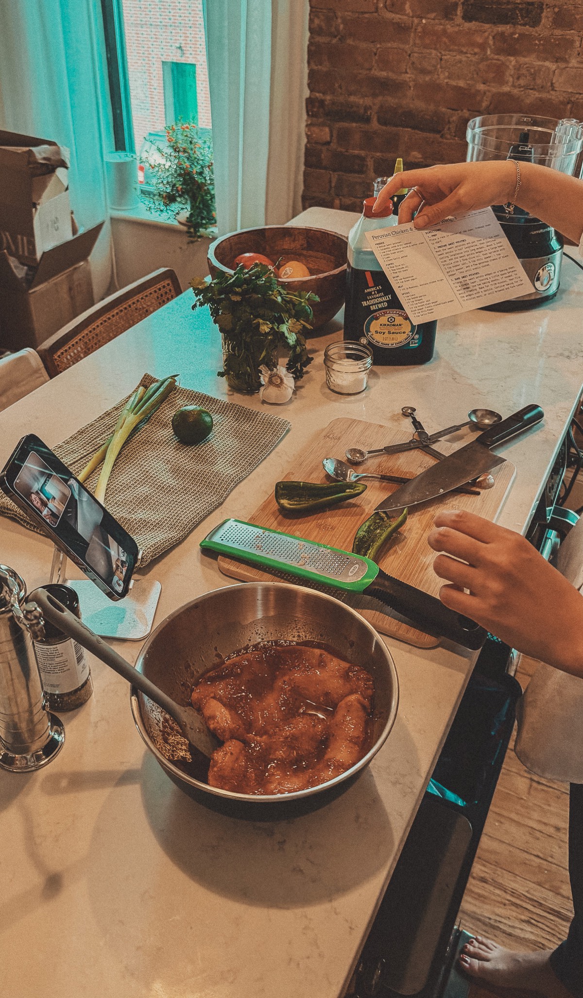 Cooking together over a video call — a Savor session